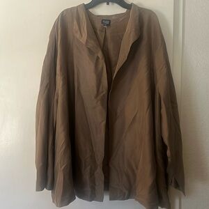 Eileen Fisher 3x Taupe Open Front Silk Jacket